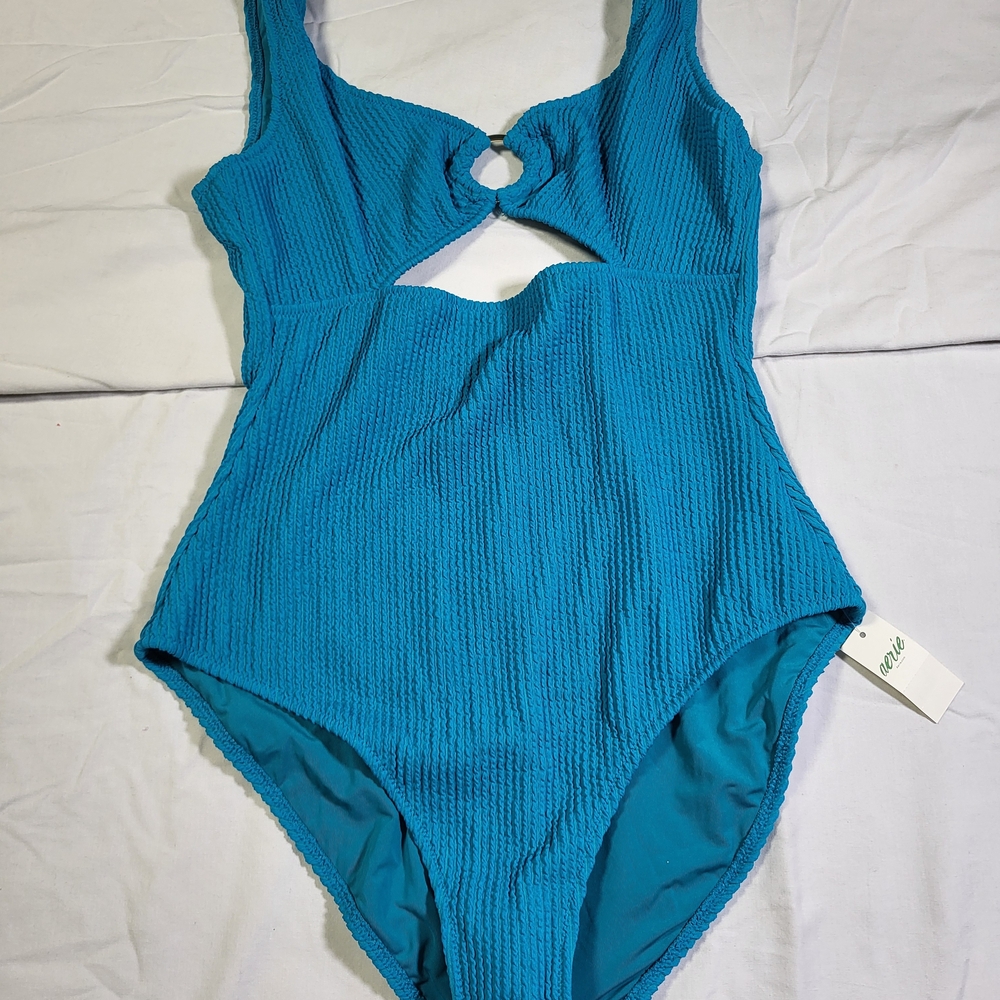 Aerie Teal Textured Pne Piece Swimsuit Nwt Womens/juniors Size Medium